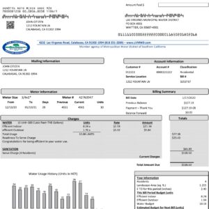 california utility bill