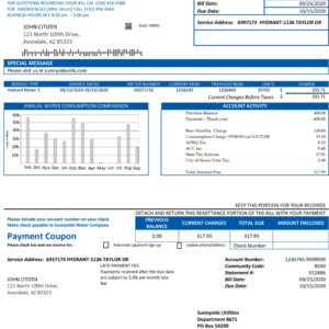 Washington utility bill template