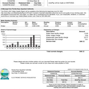Florida utility bill template