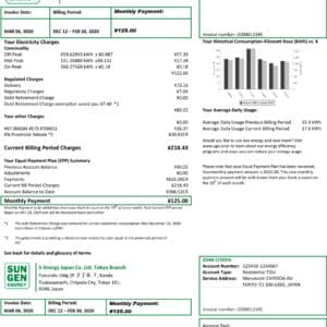 Japan utility bill template