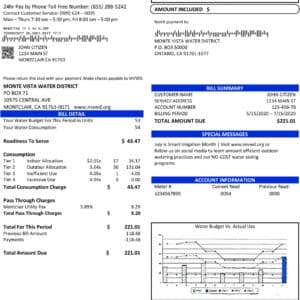 California utility bill template