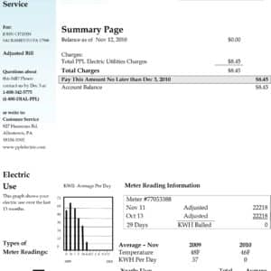 PPL utility bill template