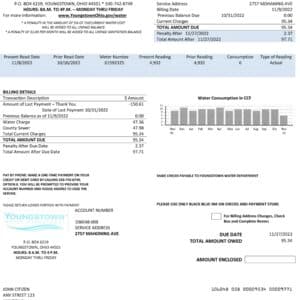 Youngstown Utility Bill Template Ohio 2025