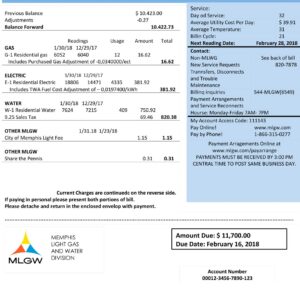 Editable MLGW Utility Bill – Tennessee Water Electric Gas Template 2025