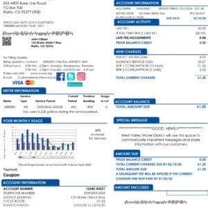California utility bill template