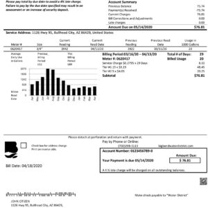 Nevada utility bill for proof of address
