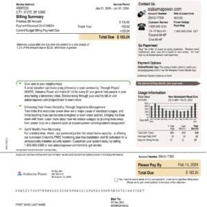 Alabama Power fake utility bill