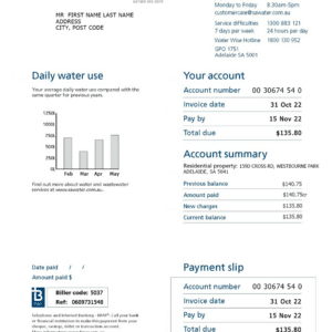 Australia utility bill for proof of address