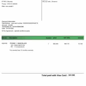 LITVA fake utility bill for proof of address