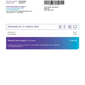 Belgium utility bill template