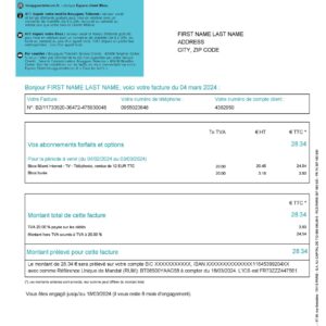 France utility bill template