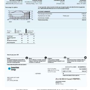 CenterPoint Energy bill template PDF – editable electricity statement sample