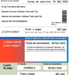 Chile utility bill template