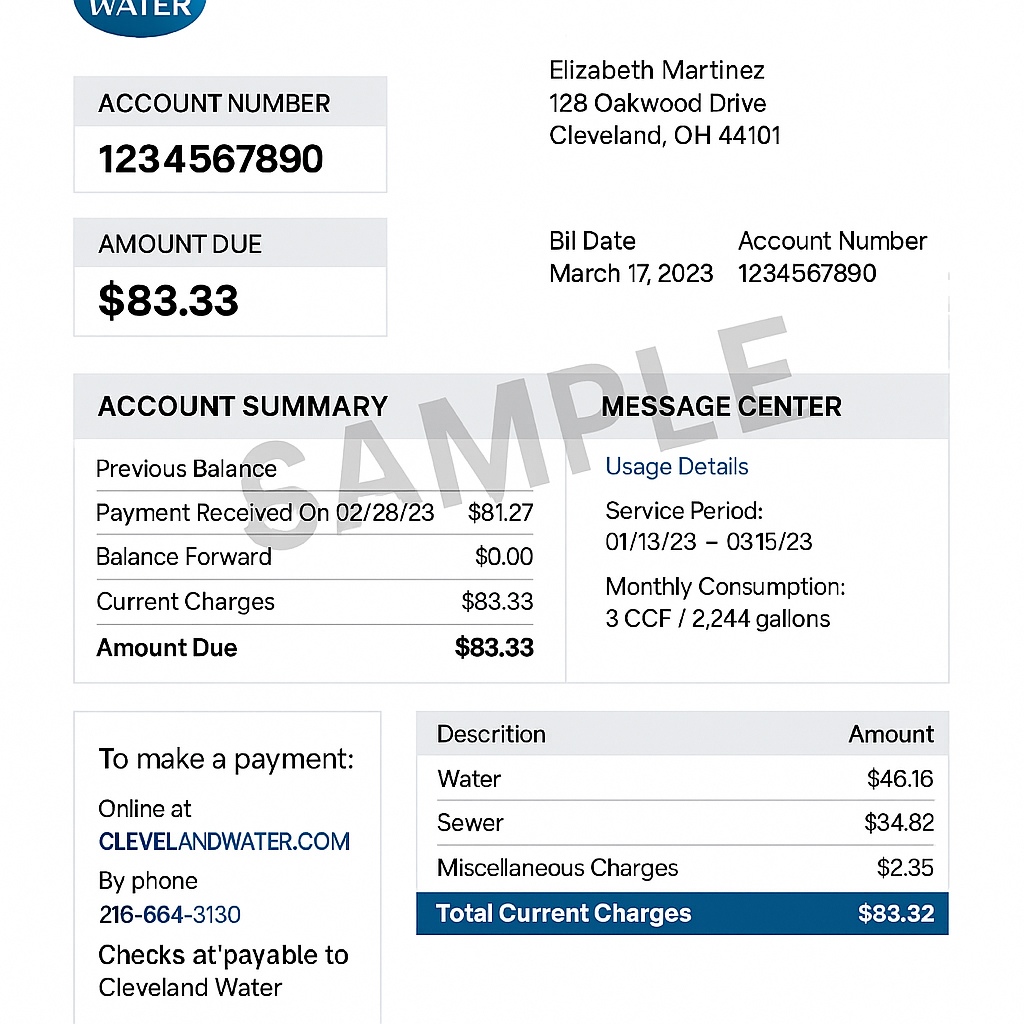 water templates utility bill template – editable PDF sample for proof of address