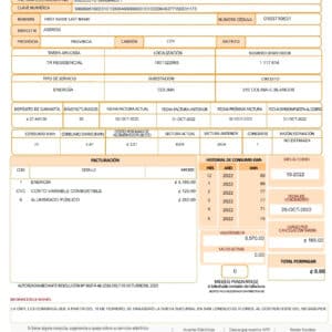 Costa Rica utility bill template