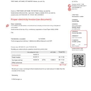 Czech Republic utility bill template