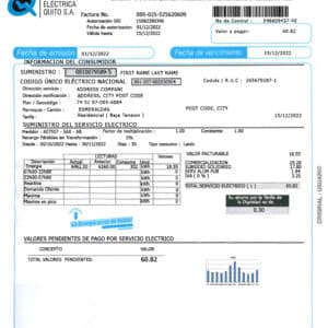 Ecuador utility bill