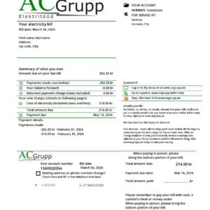 Estonia utility bill