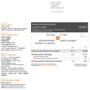 France fake utility bill for proof of address