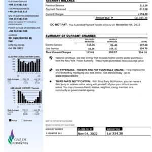 Romania Create Fake utility bill