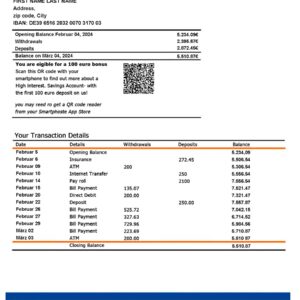 Germany fake utility bill template Sample