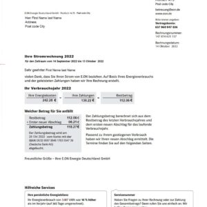 Germany fake utility bill for proof of address