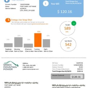 Vermont utility bill generator