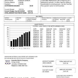 Hawaii create utility bill