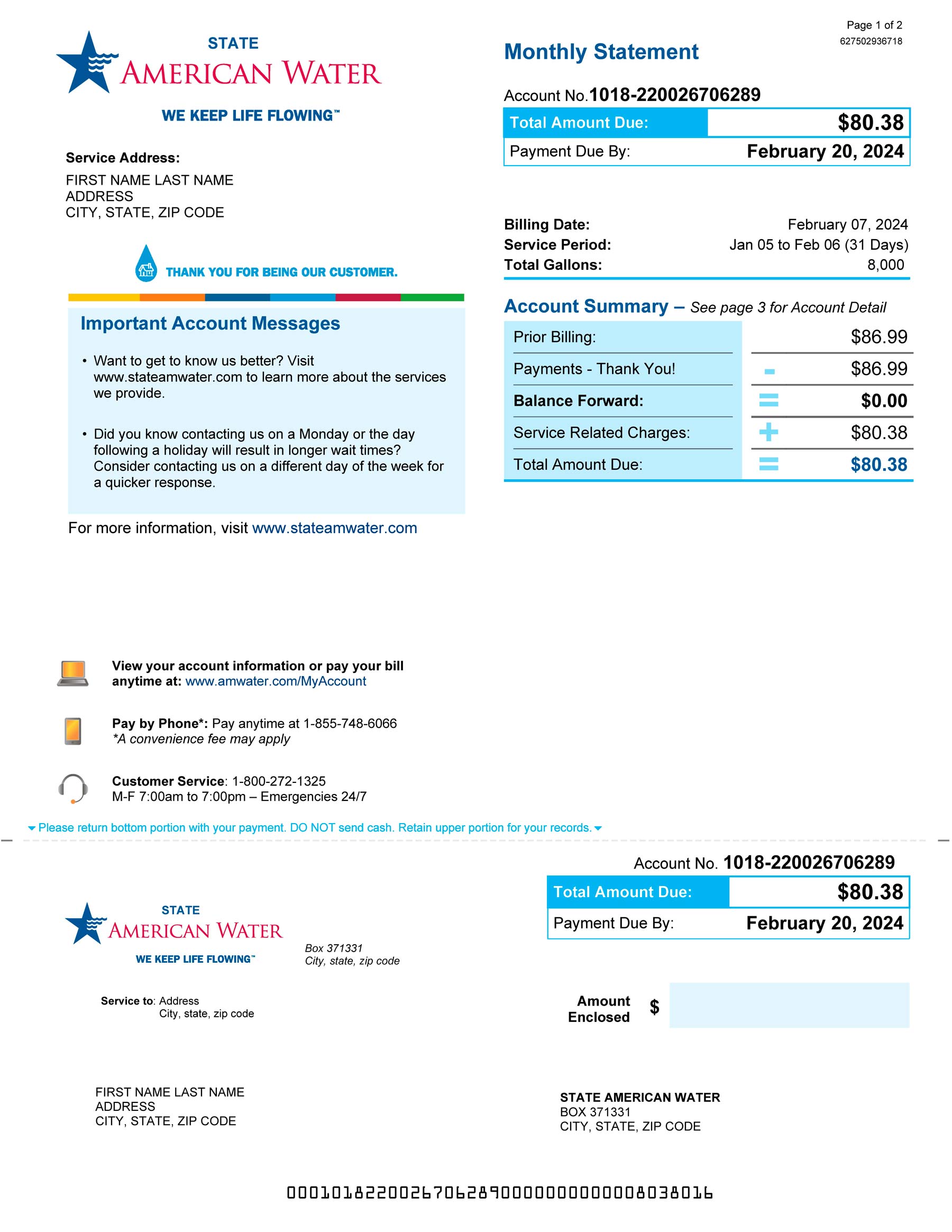 water templates utility bill template – editable PDF sample for proof of address
