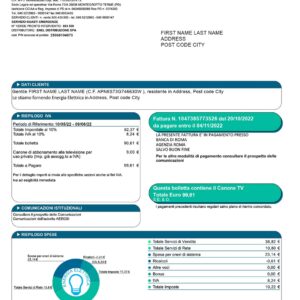 Italy utility bill template