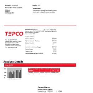 Japan utility bill template