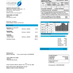 Kuwait utility bill template