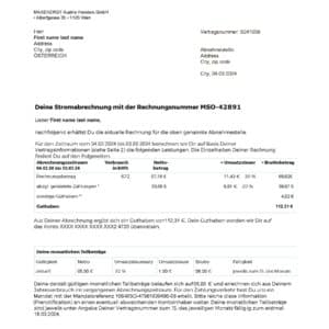 Austria utility bill
