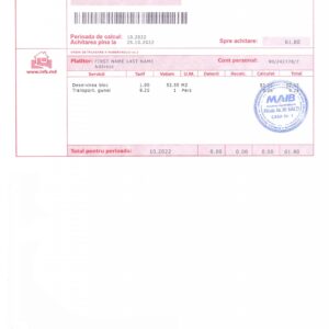 Moldova fake utility bill for proof of address