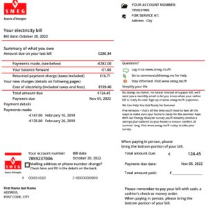 Monaco fake utility bill for proof of address