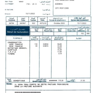 Morocco fake utility bill for proof of address