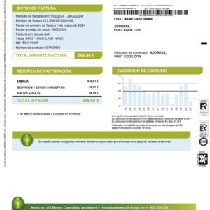 Portugal utility bill template
