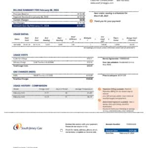 New Jersey utility bill template