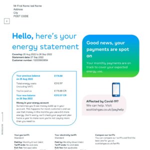 Scotish Gas utility bill template