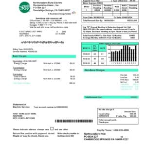 Pennsylvania utility bill template