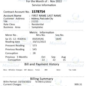 Philippines utility bill template