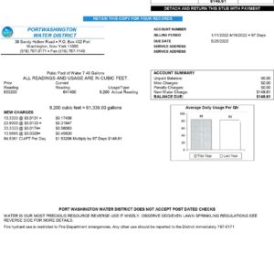 Port Washington Water District utility bill