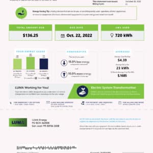 Puerto Rico utility bill template
