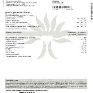 Romania fake utility bill for proof of address