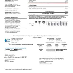 SCV water bill PDF template – editable and realistic file for verification scenarios