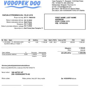 Serbia fake utility bill for proof of address