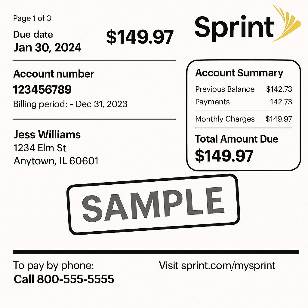Phone bill templates utility bill template – editable PDF sample for proof of address