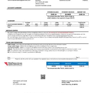 MidAmerican Energy Services fake utility bills