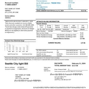 Light utility bill template