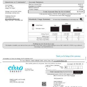 Texas utility bill template